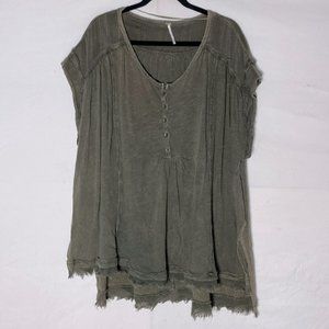 Free People Green Oversized Asteroids Henley Top S
